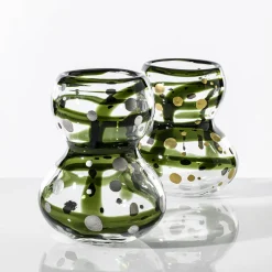 Venini Vaso in vetro verde e nero Gran Bulbo Mini Silver> Vasi Decorativi