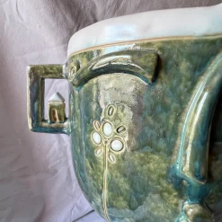 Metakeramos Vaso Kora Fiorita in Ceramica Verde della Collezione Emozionale> Vasi Figurativi