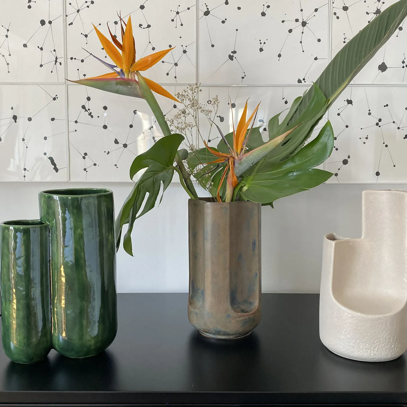 mg12 by Monica Geronimi Vaso MattiaMatteo Foglia in ceramica smaltata verde lucido> Vasi Da Fiori