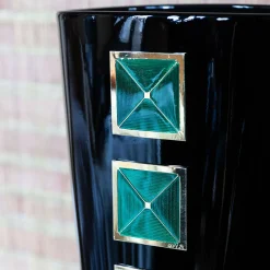 Piccoli Smalti Vaso Maxi in Vetro Nero Cloisonné> Vasi Da Fiori