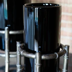 Piccoli Smalti Vaso Mini Bambù in Vetro Nero><noscript><img width=