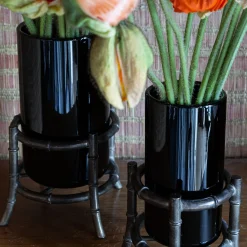 Piccoli Smalti Vaso Mini Bambù in Vetro Nero><noscript><img width=