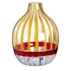 Carlo Moretti Vaso monofiore a righe rosse e arancioni> Bottiglie Decorative