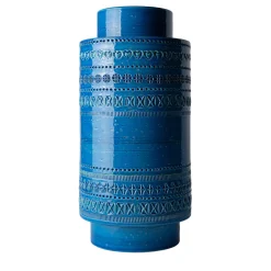 Bitossi Ceramiche Vaso rocchetto blu a cilindro di Aldo Londi> Vasi Decorativi