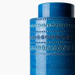 Bitossi Ceramiche Vaso rocchetto blu a cilindro di Aldo Londi> Vasi Decorativi