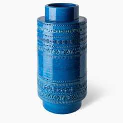 Bitossi Ceramiche Vaso rocchetto blu a cilindro di Aldo Londi><noscript><img width=
