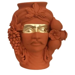 Stefania Boemi Vaso Sasà arancione e oro> Vasi Figurativi