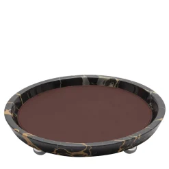 Giobagnara Vassoi piccoli rotondi in pelle e marmo di Monza #3> Svuotatasche