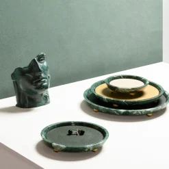 Giobagnara Vassoi piccoli rotondi in pelle e marmo Monza #2> Svuotatasche