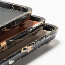 Giobagnara Vassoi rettangolari grandi in pelle e marmo Monza #4> Svuotatasche