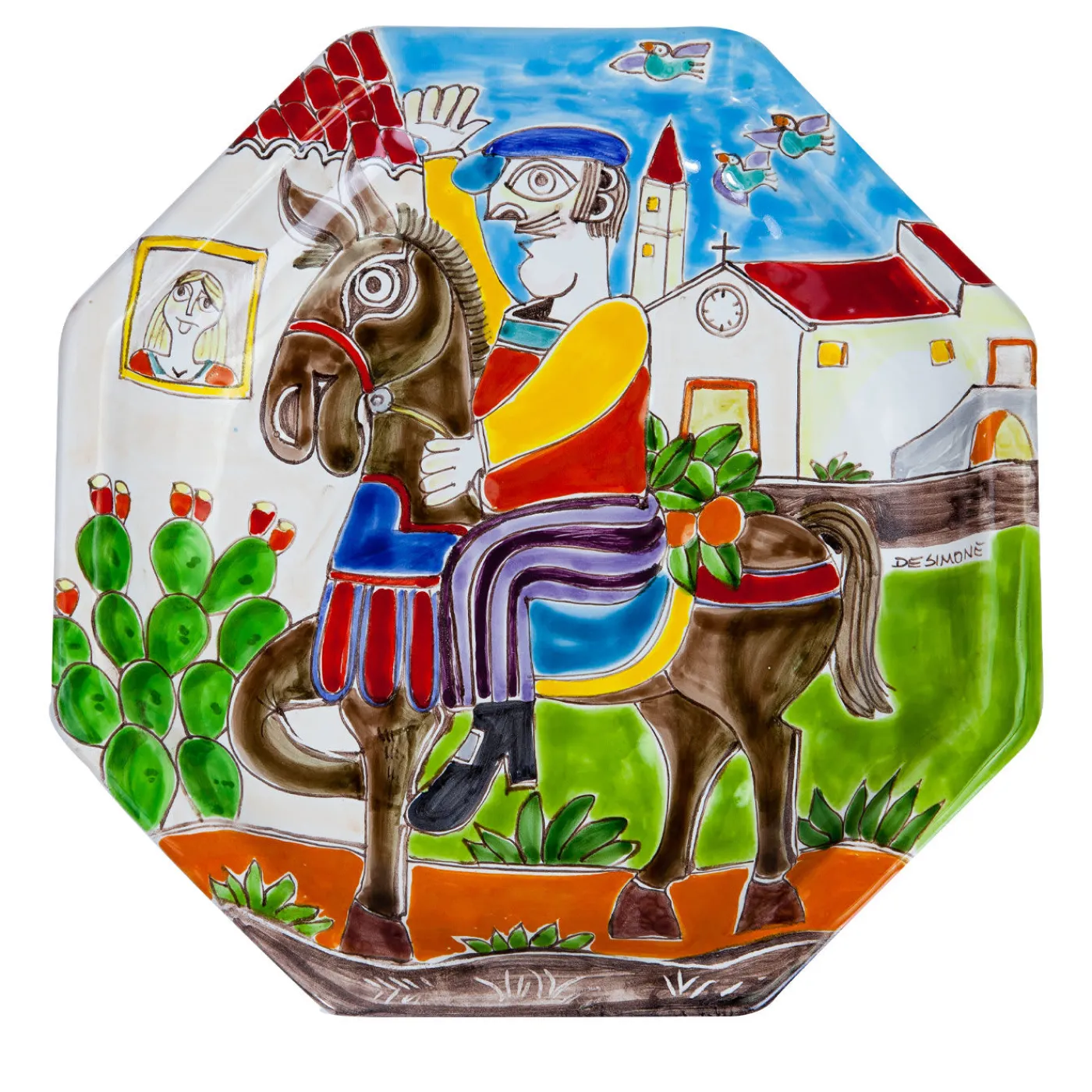 Ceramiche De Simone Vassoio ottagonale DS> Piatti Decorativi