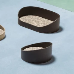 Rudi Vassoio ovale Chevron beige per piccoli vassoi> Svuotatasche