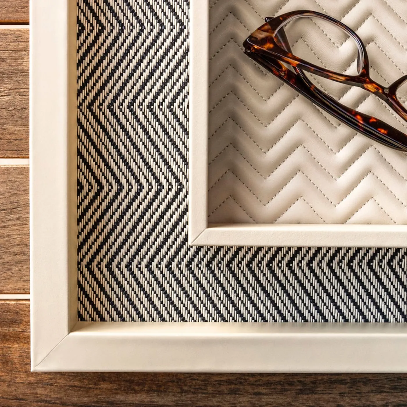 Riviere Vassoio portavalori rettangolare bianco in cotone cerato Febe> Svuotatasche