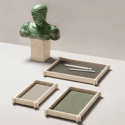 Giobagnara Vassoio rettangolare in pelle e marmo Structura><noscript><img width=