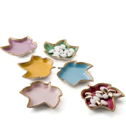 Cattin Porcellane Videpoche rosa e oro con foglie di vite> Svuotatasche